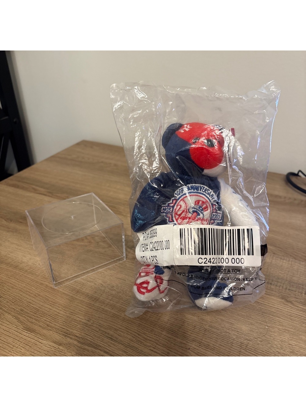 100th Anniversary New York Yankees beanie baby w/ display case